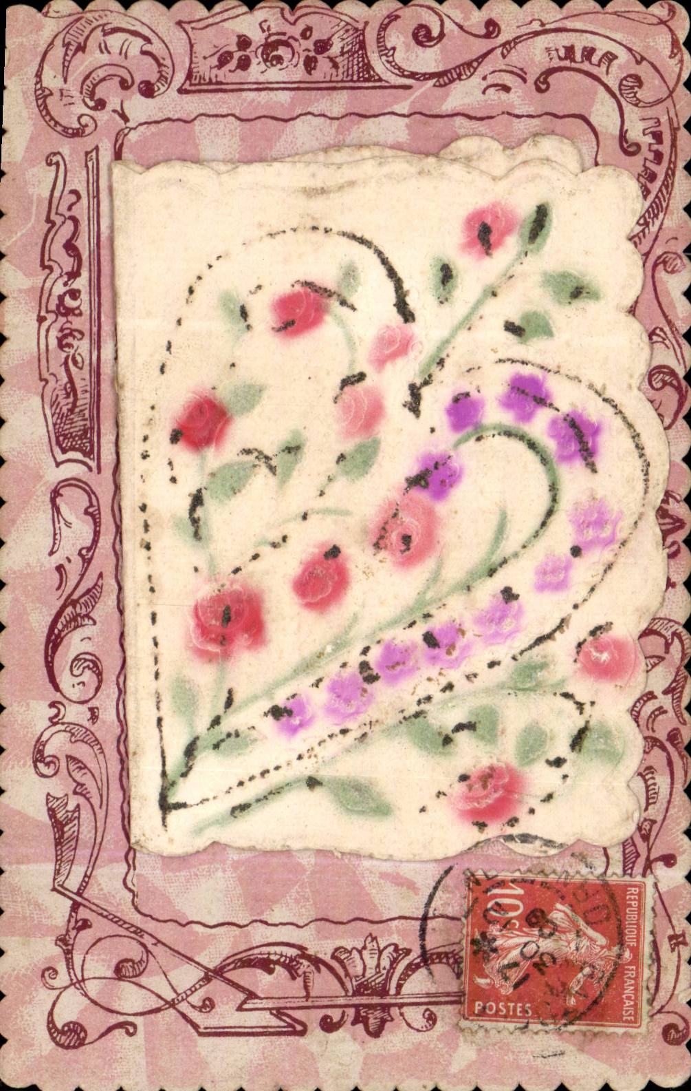 Blumen - Blumen - Victorian paisely und gebluhter Entwurf - CPA