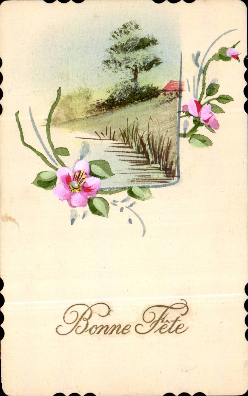 Blumen - Blumen - Blumen und Landszene - CPA