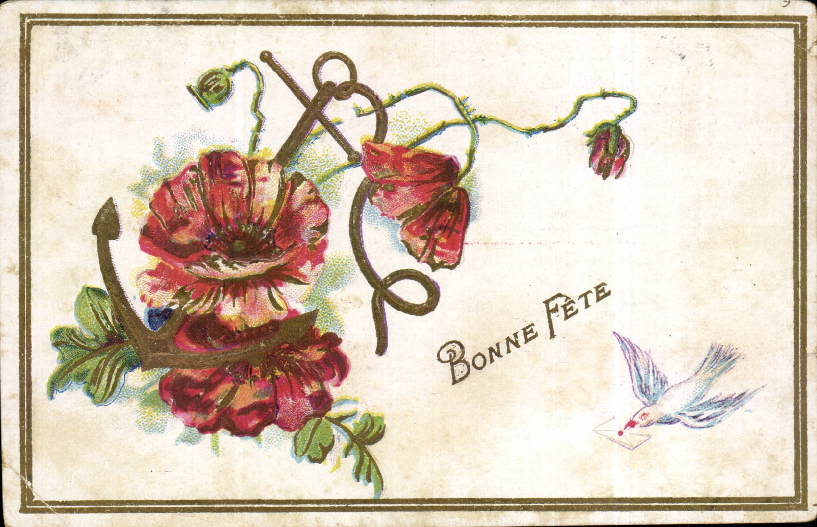 Blumen - Blumen - gutes Festival - Vogel - CPA