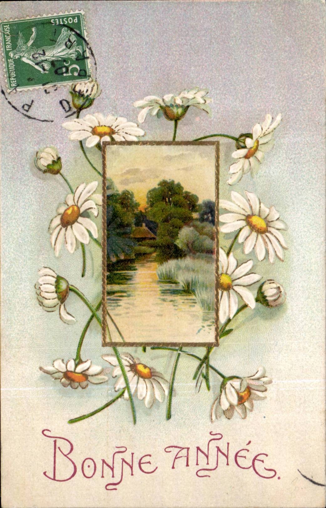 Blumen - Blumen - Ganseblumchen und wenig Szene - CPA