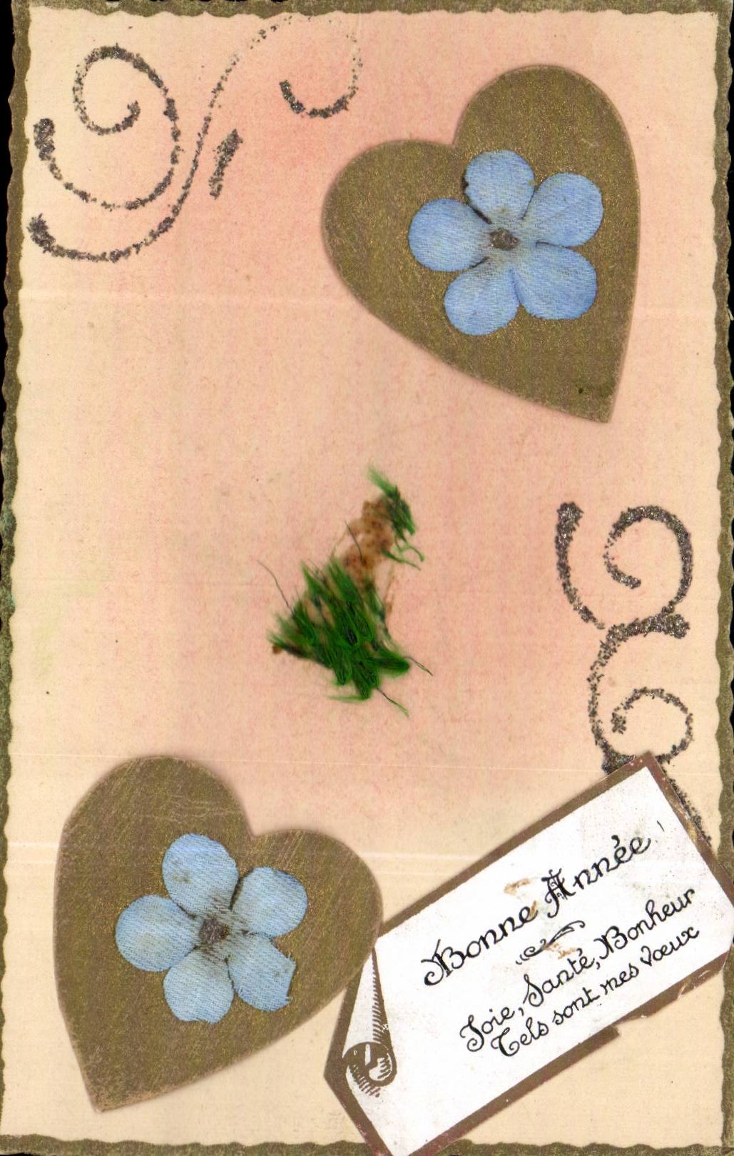 Blumen - Blumen - Herz - Herzen und Funkeln - CPA