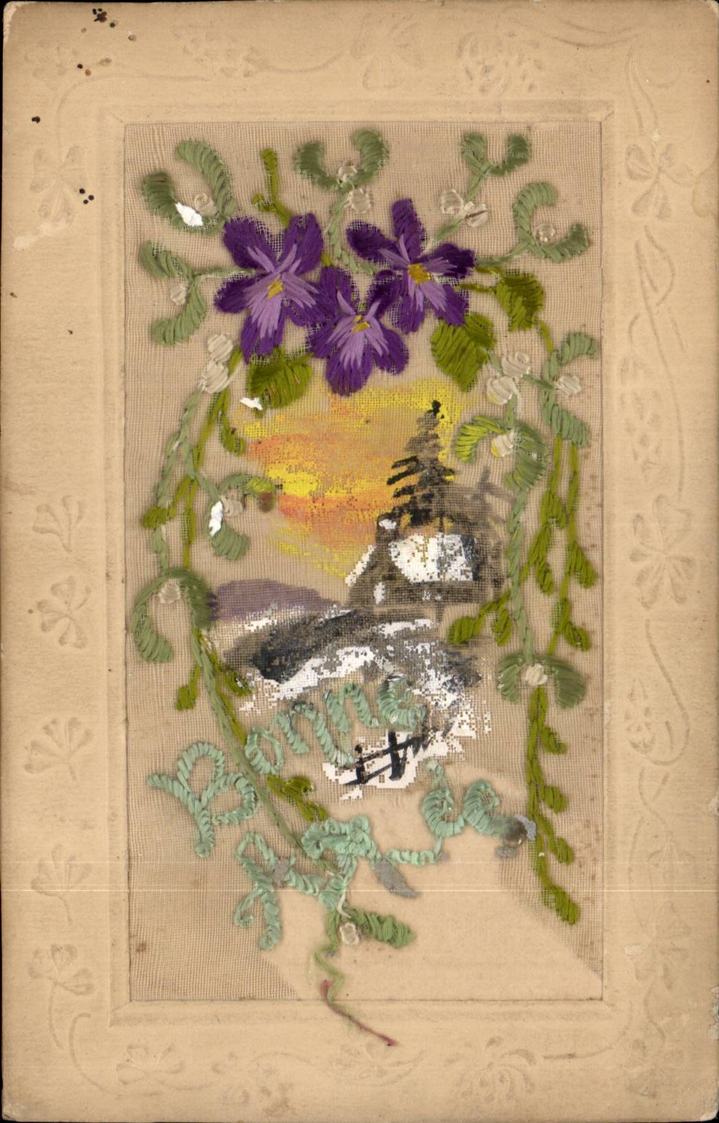 Blumen - Blumen und bewaldete Szene - CPA