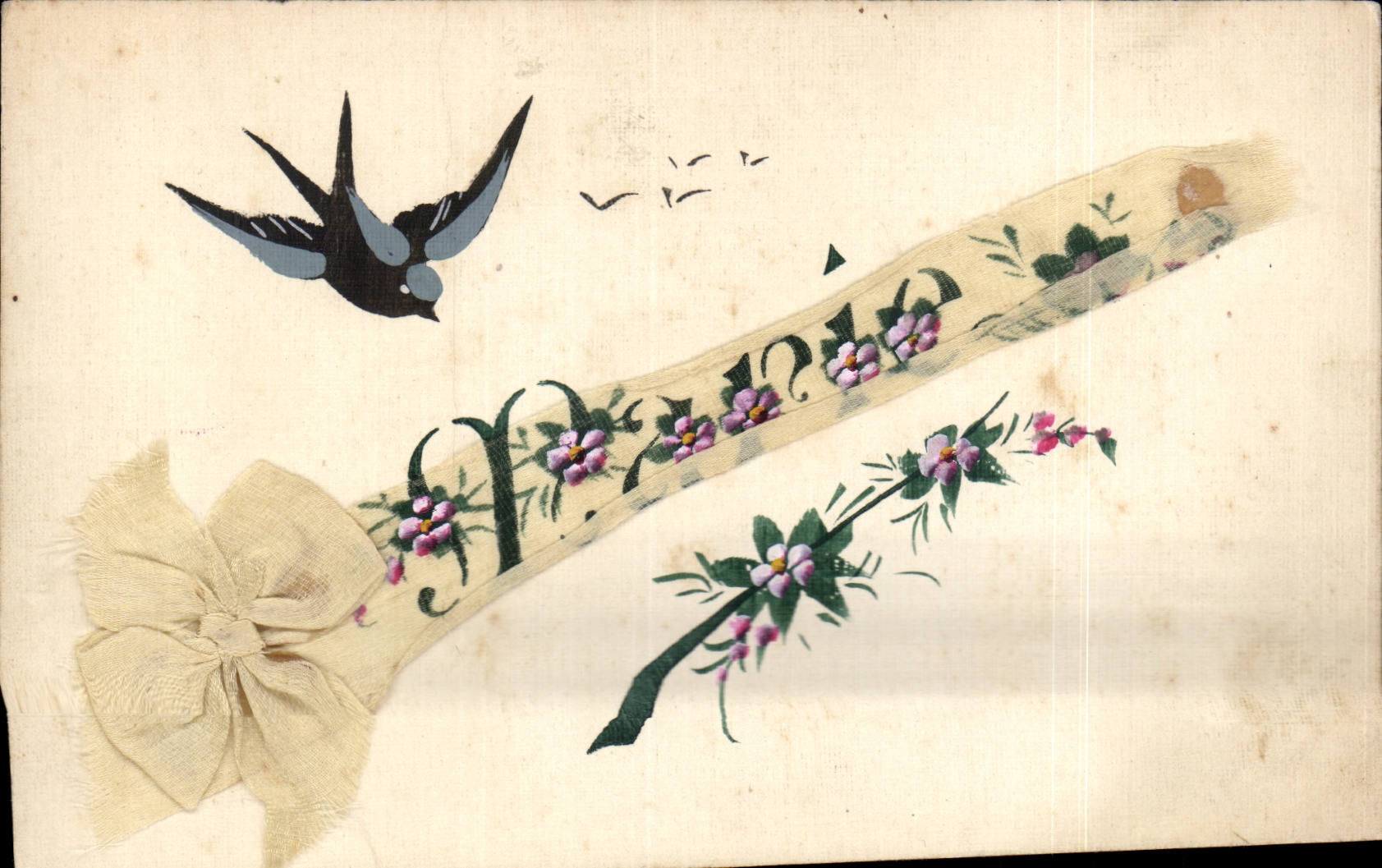 Blumen - Blumen - Vogel - Vogel - CPA Schwalbe