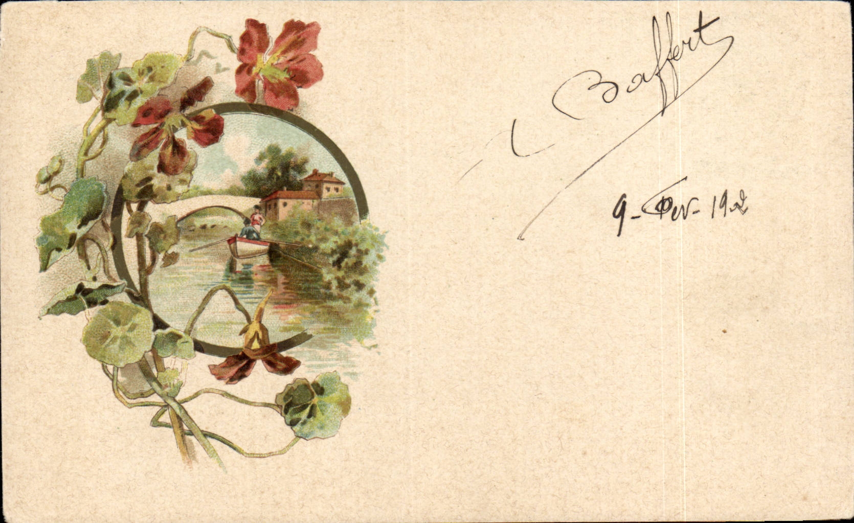 Blumen - Blumen - wenig Boot - Boot - CPA