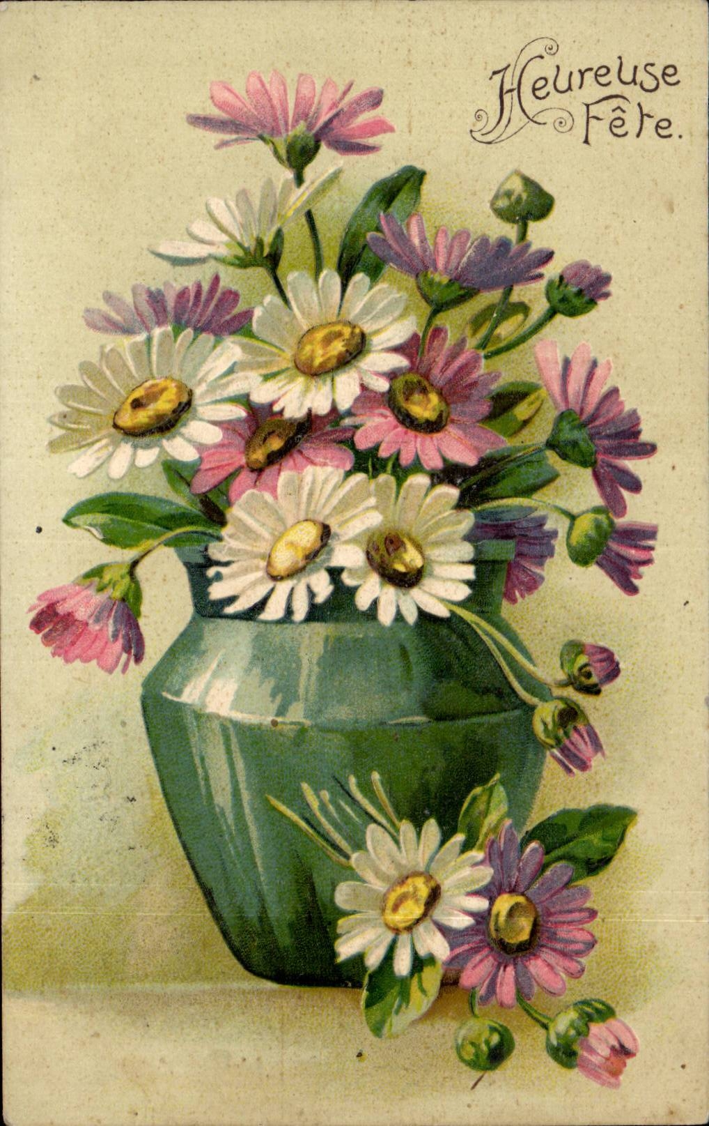 Bluht - Blumen - Vase weg von den Ganseblumchen - gluckliches Festival - CPA