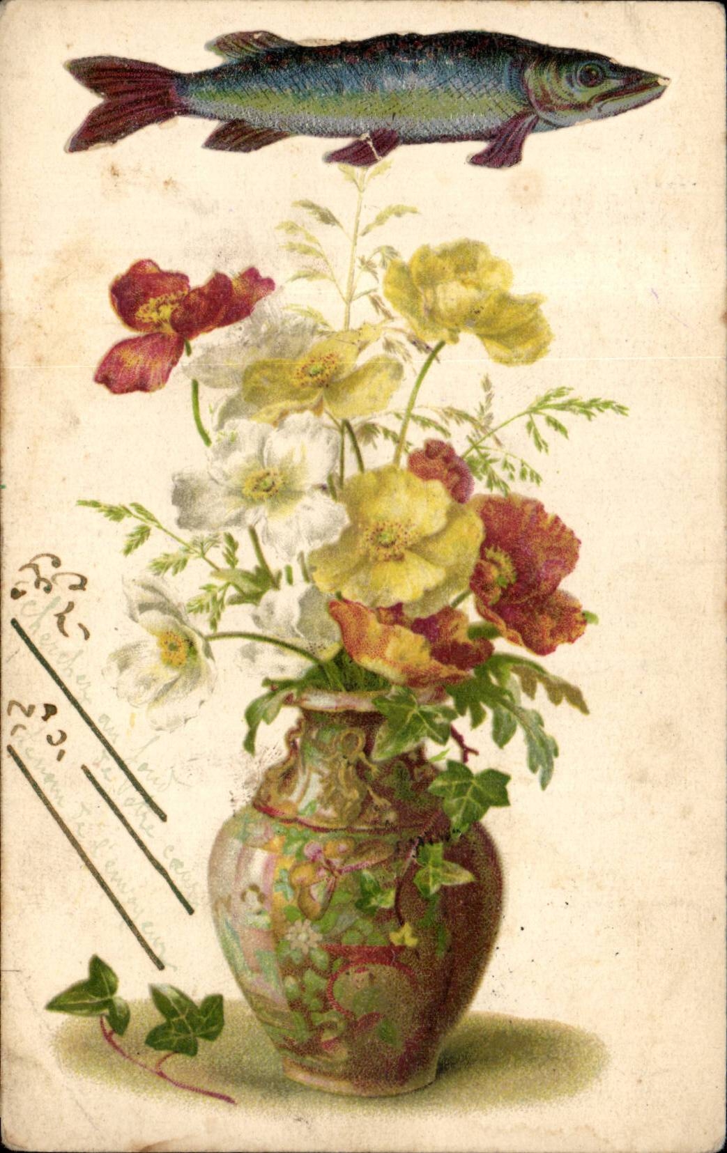 Blumen - Blumen - Vase weg weg den Blumen und von den Fischen - Fische - CPA