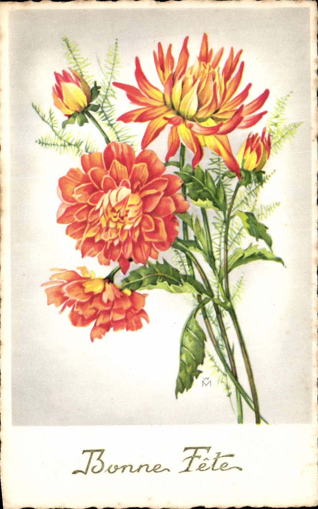 Blumen - Blumen - Blumenstrauss weg von den exotischen Blumen - gutes Festival - CPA