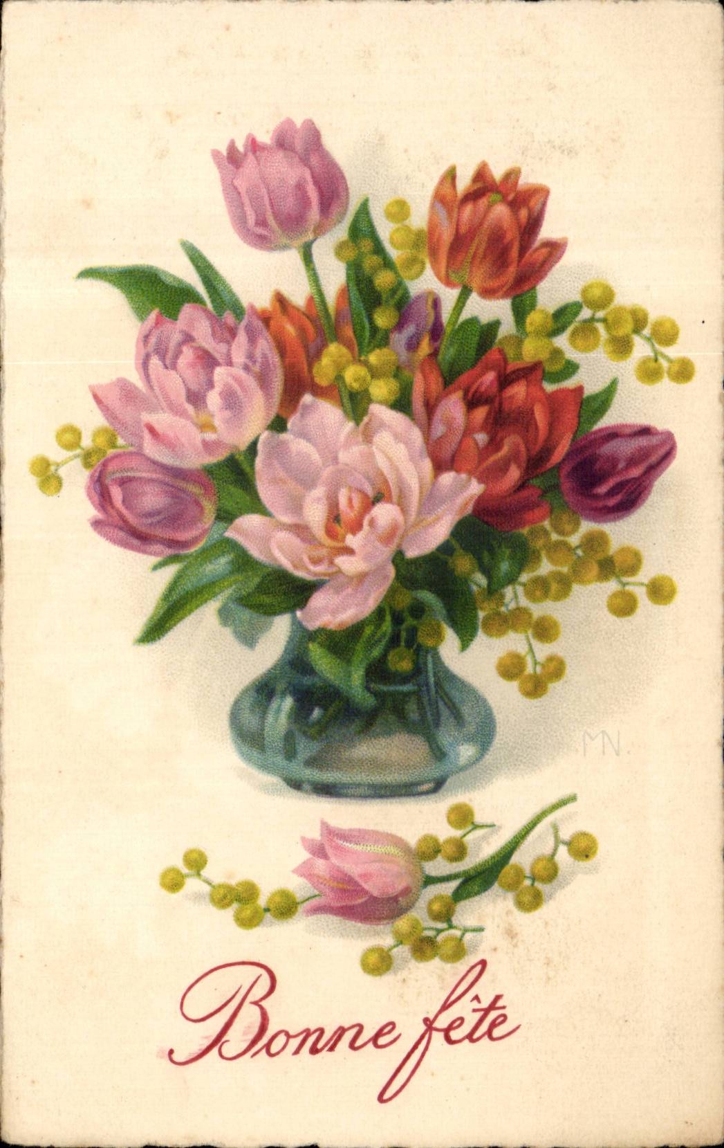 Blumen - Blumen - bunte Tulpen - gutes Festival - CPA