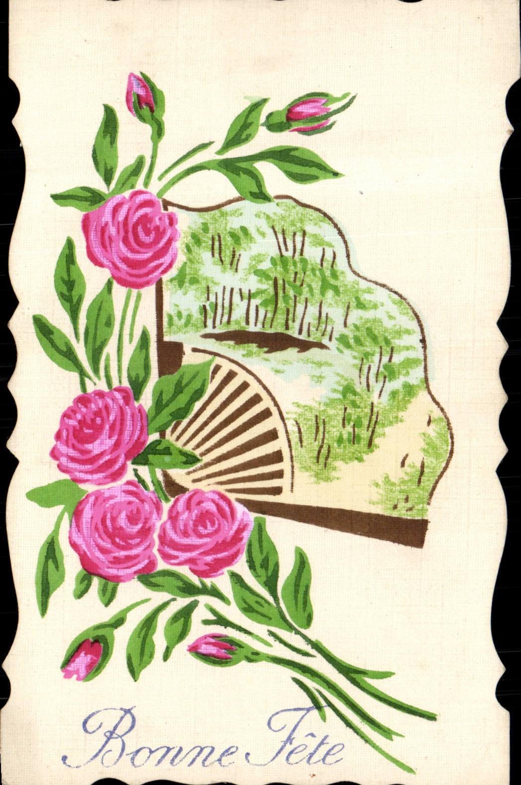 Blumen - Blumen - recht wenig Rosa und Ventilator - gutes Festival - CPA