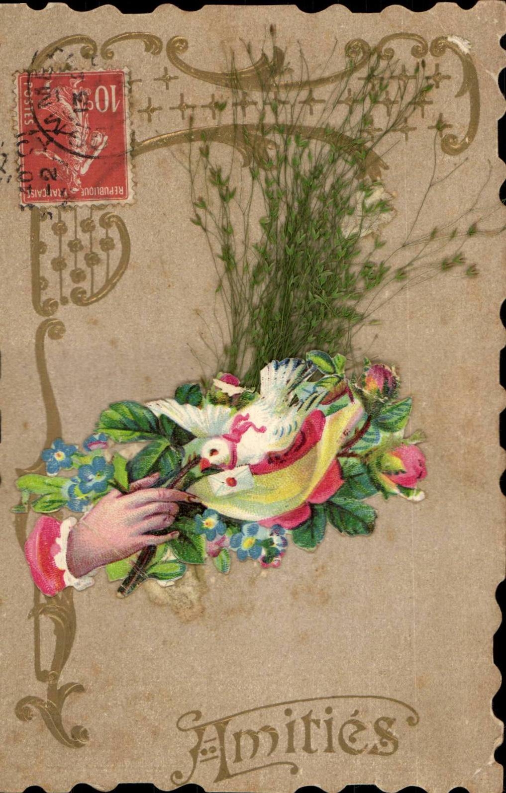 Blumen - Blumen - sehr Victorain Bild - Freundschaften - CPA