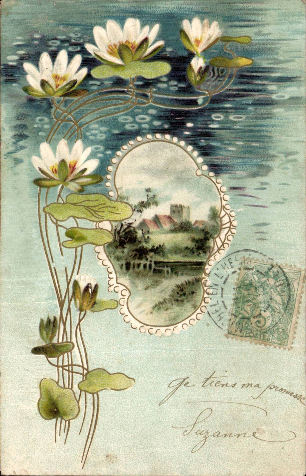 Blumen - Blumen - Lilienauflage- und -landszene - CPA