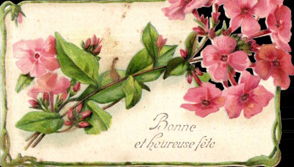 Blumen - Blumen - gutes Festival - Karte schnurt sich - Victorian - CPA