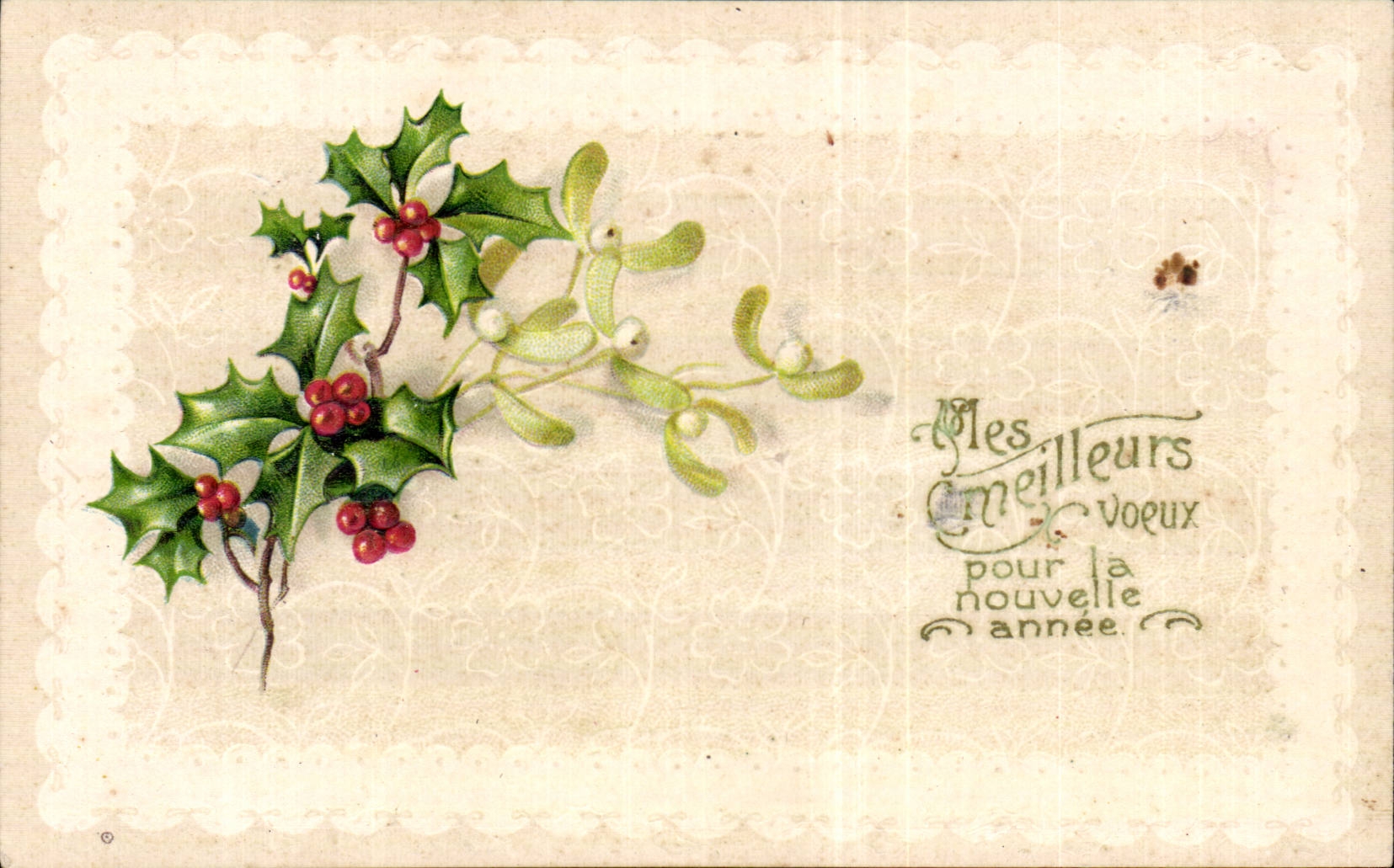 Fetes - houx - holly - nouvelle annee - CPA
