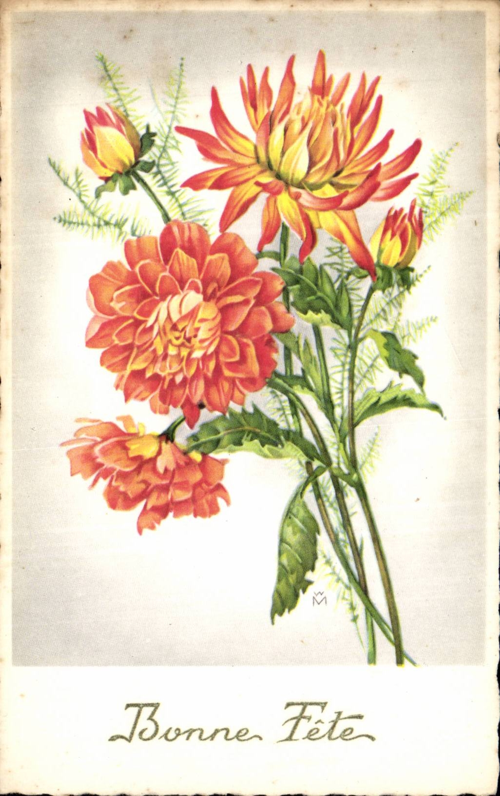 Blume - Blumen - Victorian - orange exotische Blumen - - CPA