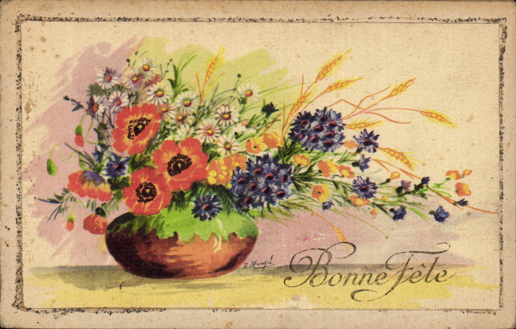 Bluht - Blumen - Grafschaftblumen mit Weizen - gutes Festival - CPA