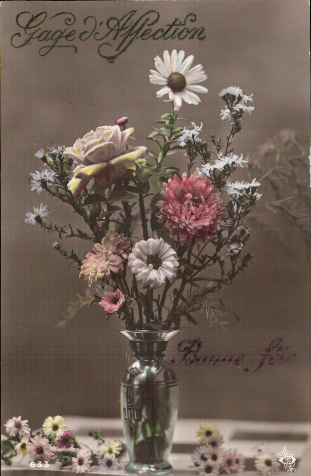 Bluht - Blumen - Blumenstrauss mit Ganseblumchen - CPA