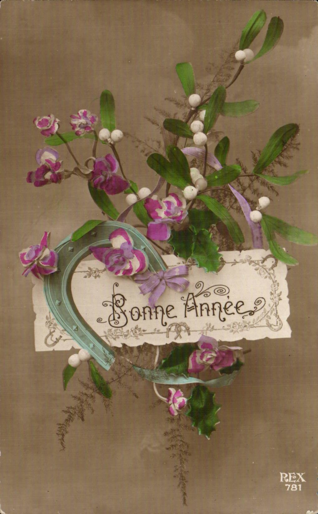 Blumen - Blumen - gute Anne - houx - Stechpalme mit weissen Beeren - CPA