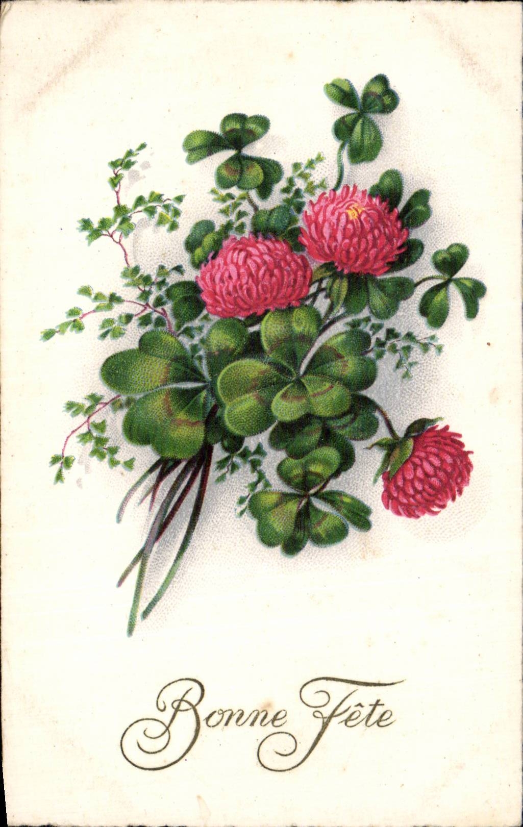 Blumen - Blumen - Klee und Blumen - Klee - tragt Gluck - CPA