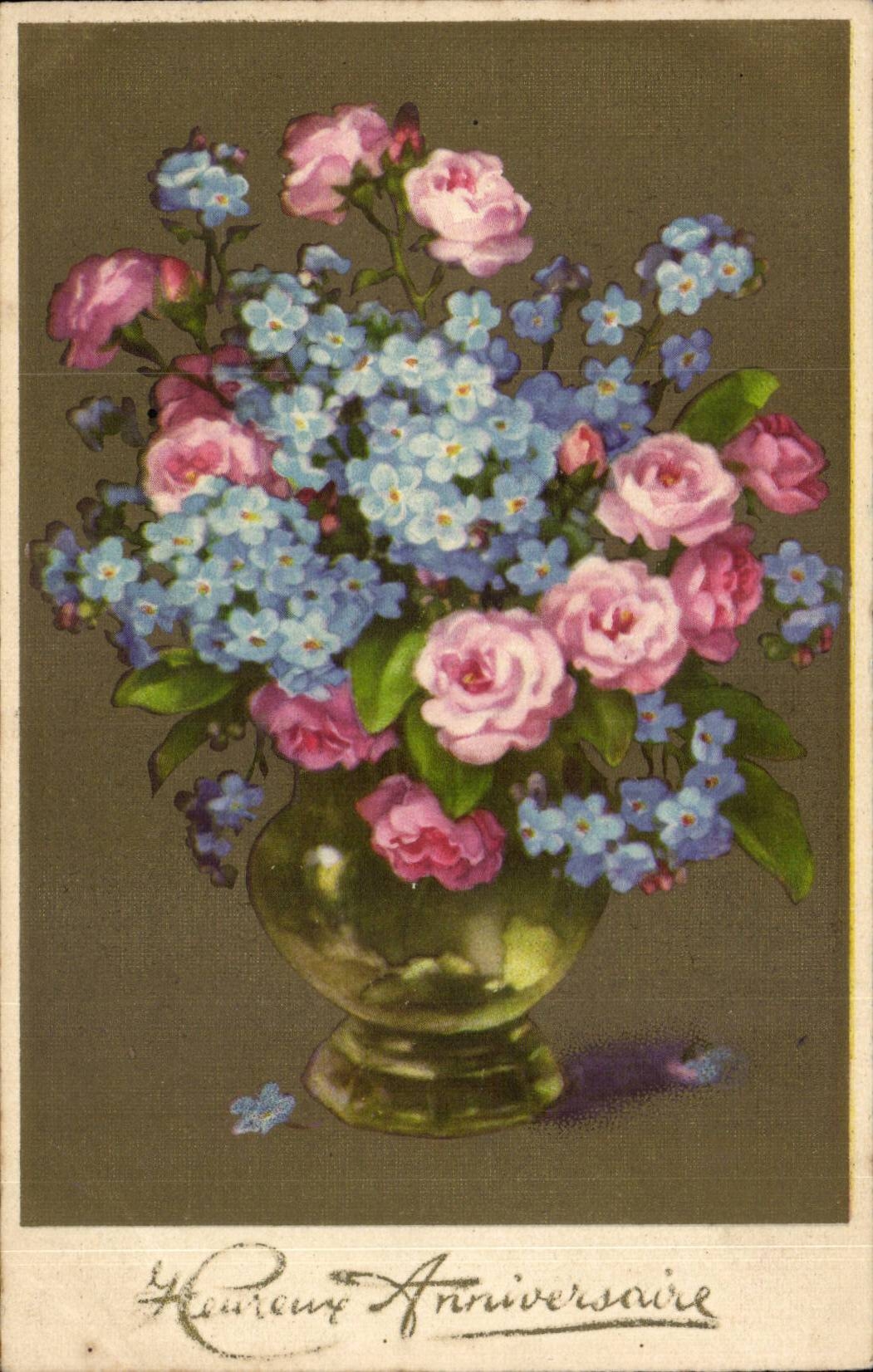 Bluht - Blumen - victorian Vase - CPA