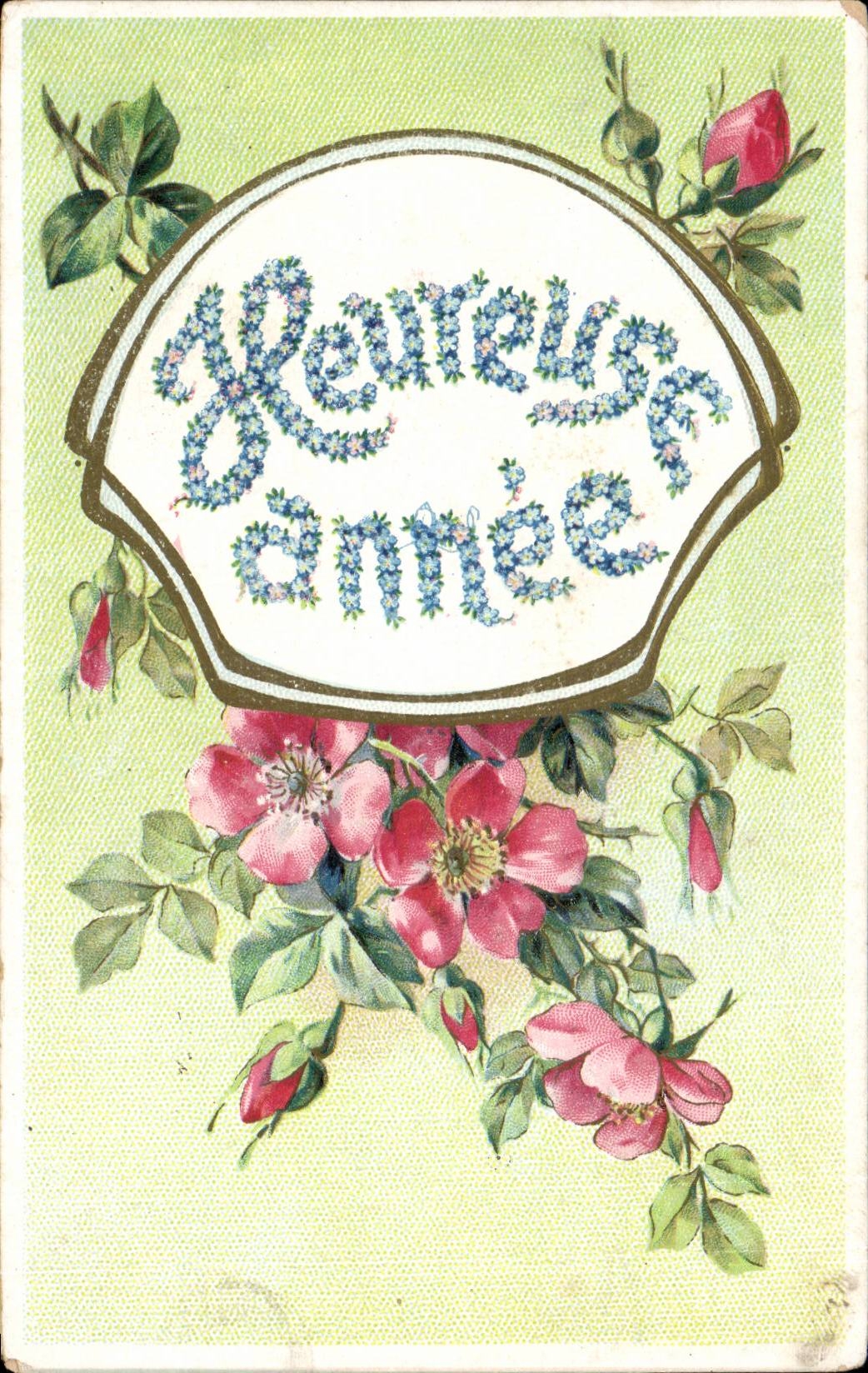 Bluht - Blumen - victorian Entwurf - gluckliches Jahr - CPA