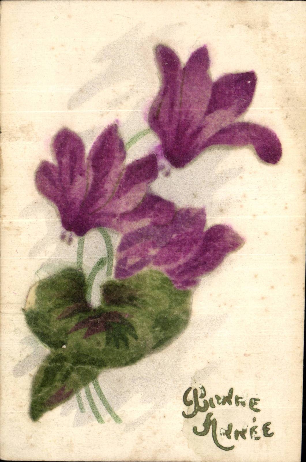 Blumen - Blumen - purpurrote Blute - gluckliches neues Jahr - CPA