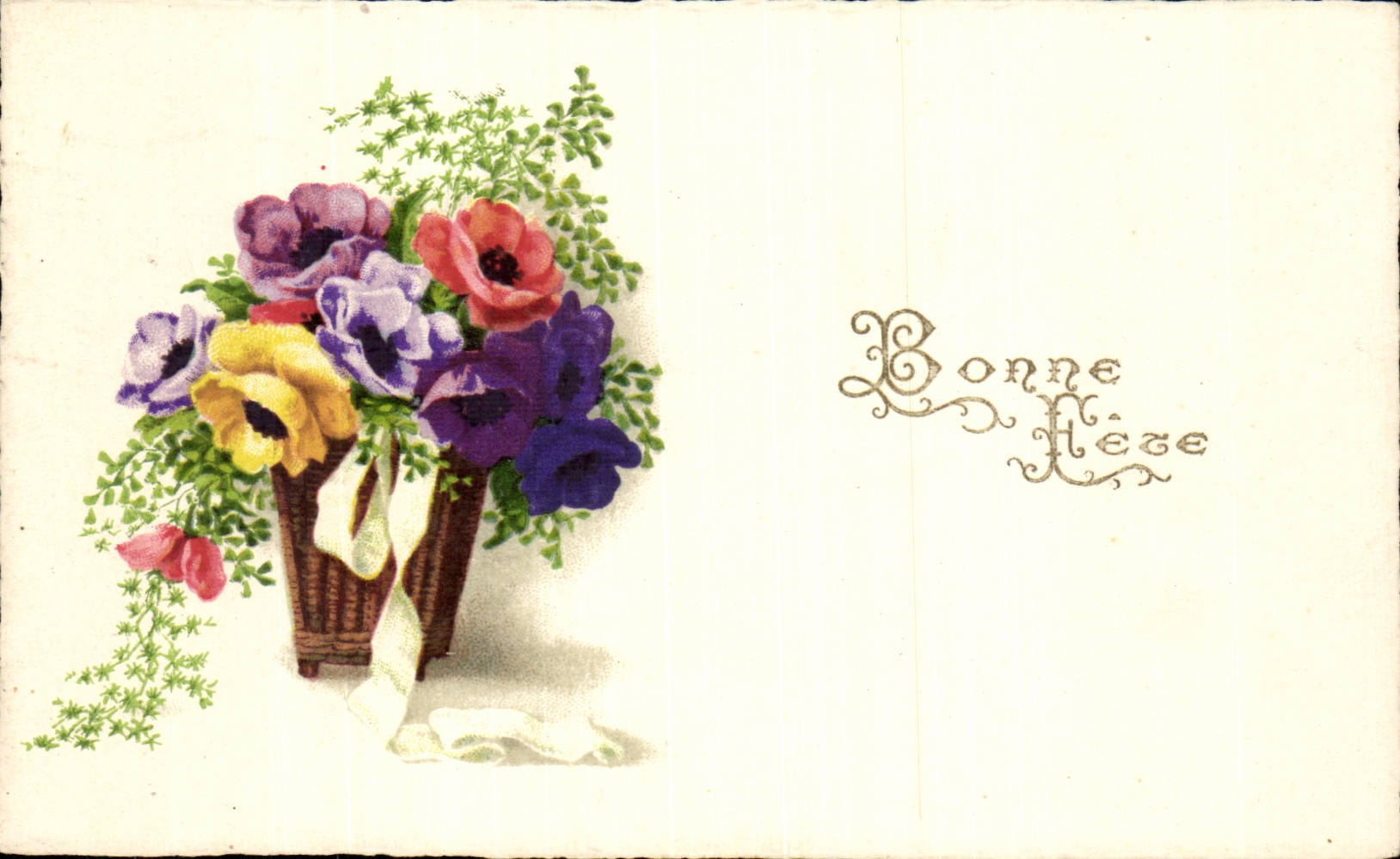 Blumen - Blumen - viktorianischer Tennisschuh weg von den Blumen - gluckliches neues Jahr - CPA