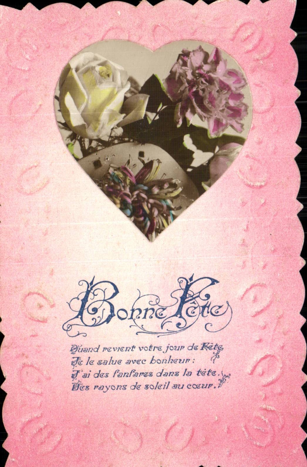 Bluht - Blumen - Herz - Herz - prageartiges - Entlastung - CPA