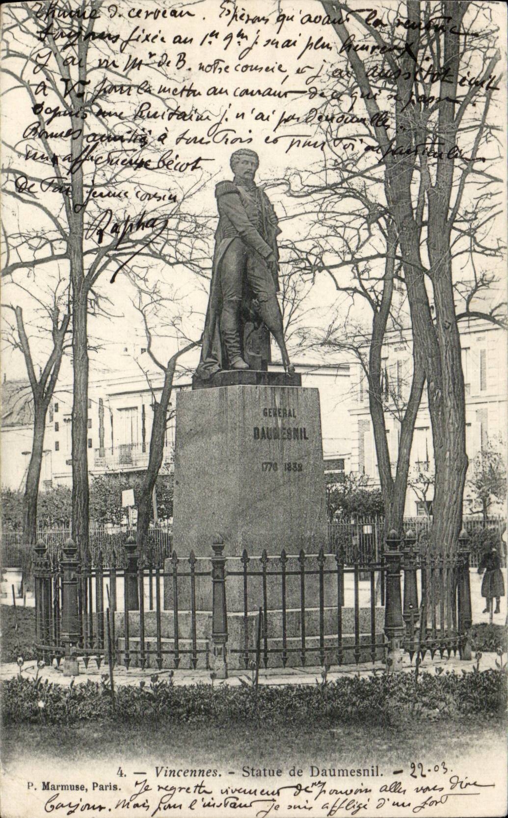 Vincennes - Statue of Daumesnil CPA