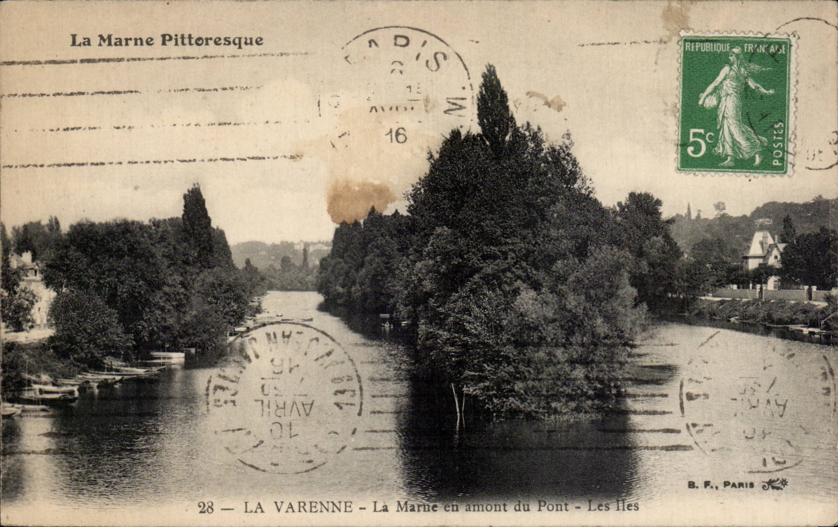 CPA La VArenne La marne en amont du pont Les iles