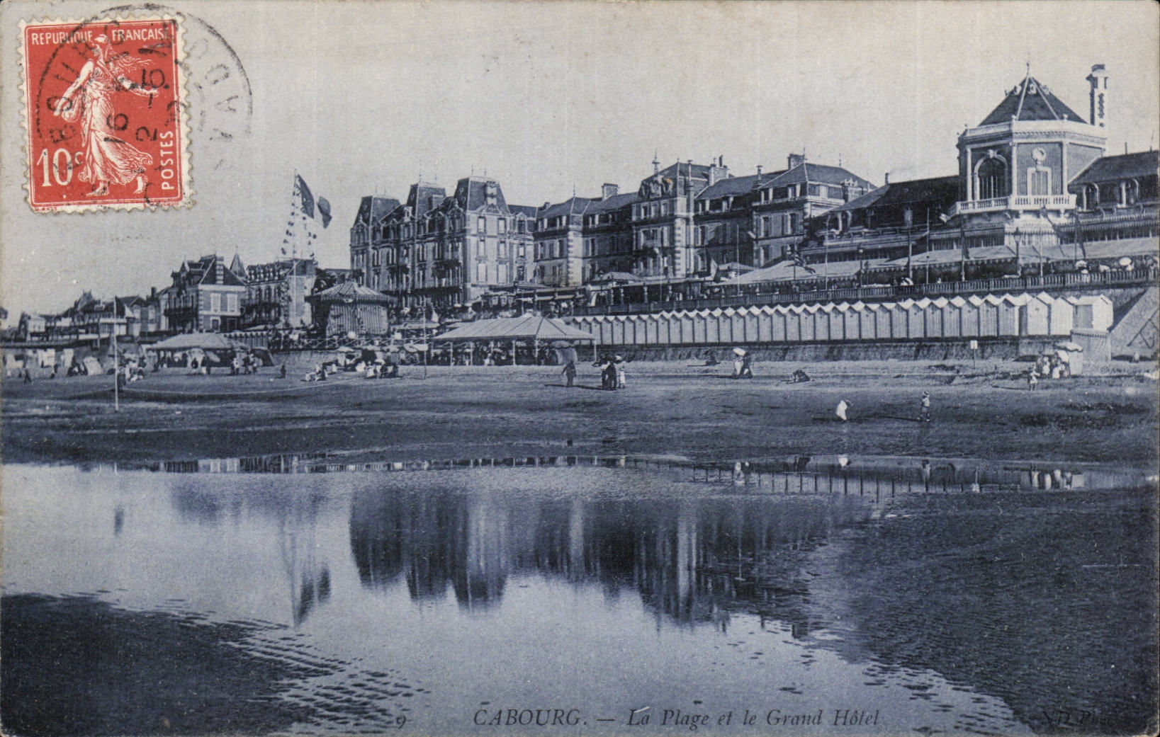 CPA Cabourg der Strand und das grosse Hotel