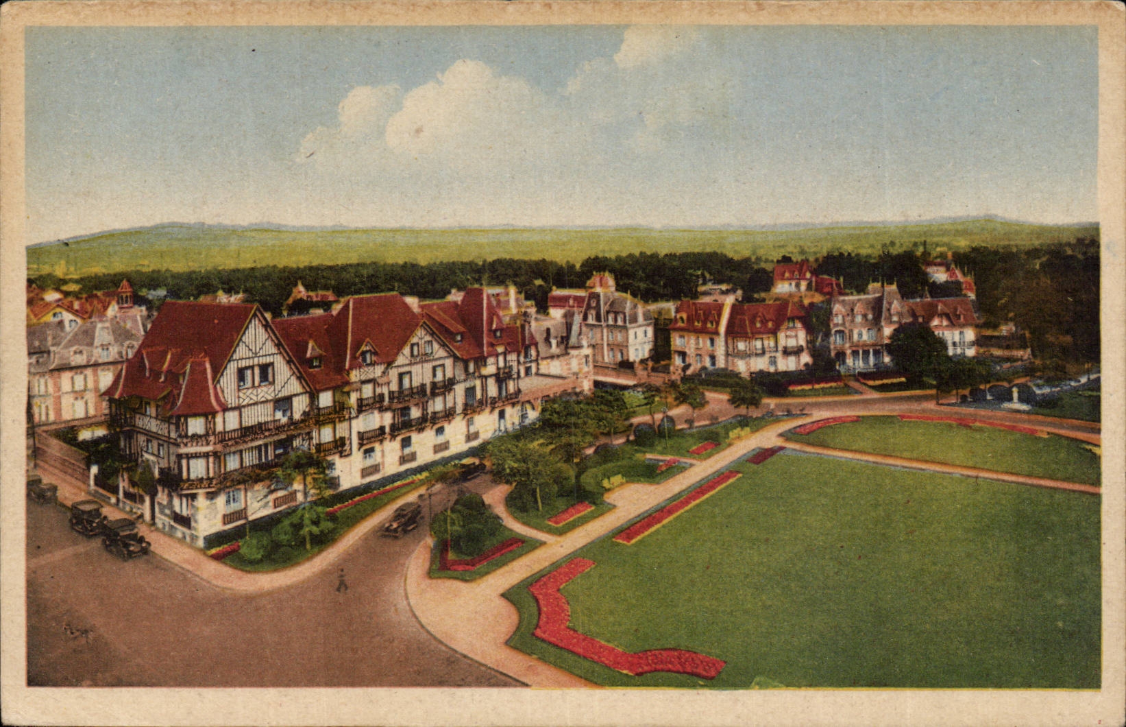 CPA Cabourg Panorama und Garten