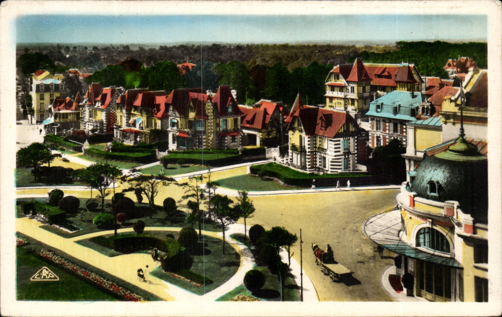 Cabourg CPA ist Garten des Kasinos und der Landhauser