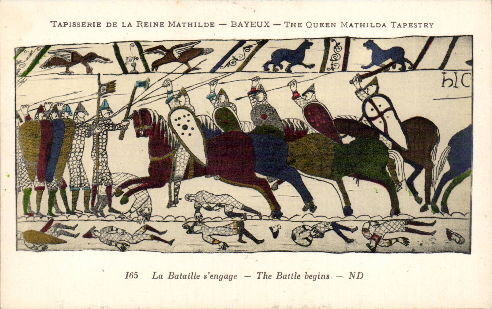 CPA Bayeux Tapisserie of the Mathilde queen the battle engages