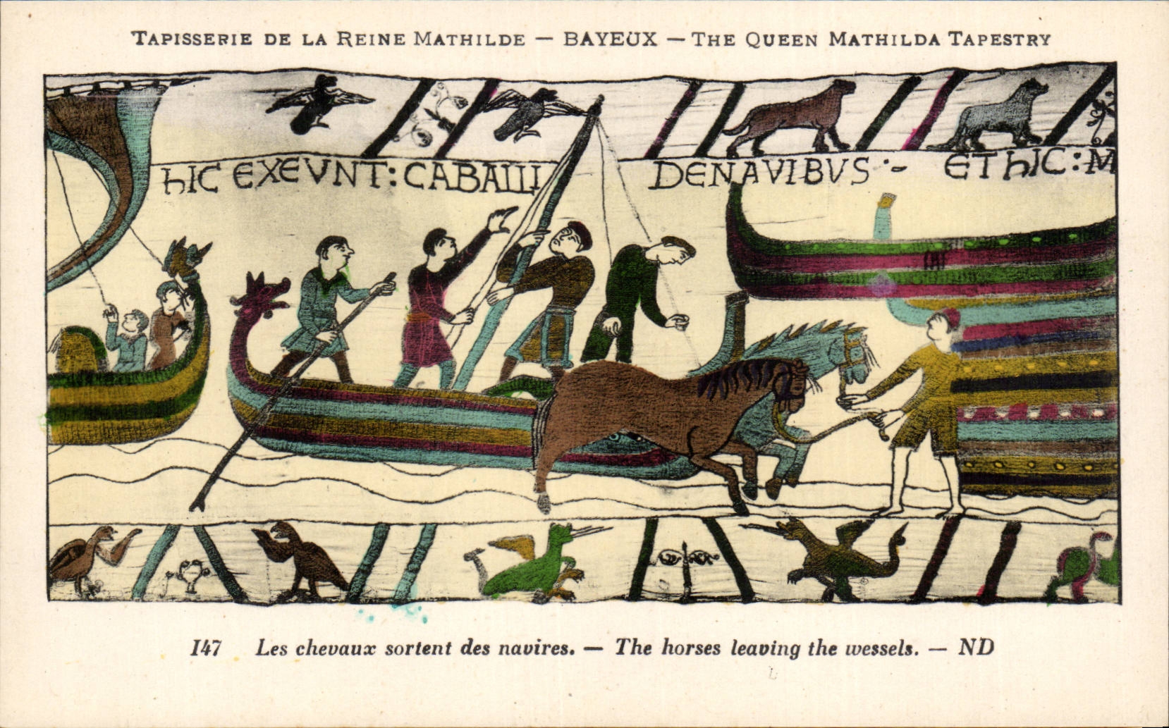 CPA Bayeux Tapisserie of the queen Mathilde Guillaume east arrives has Pevensey