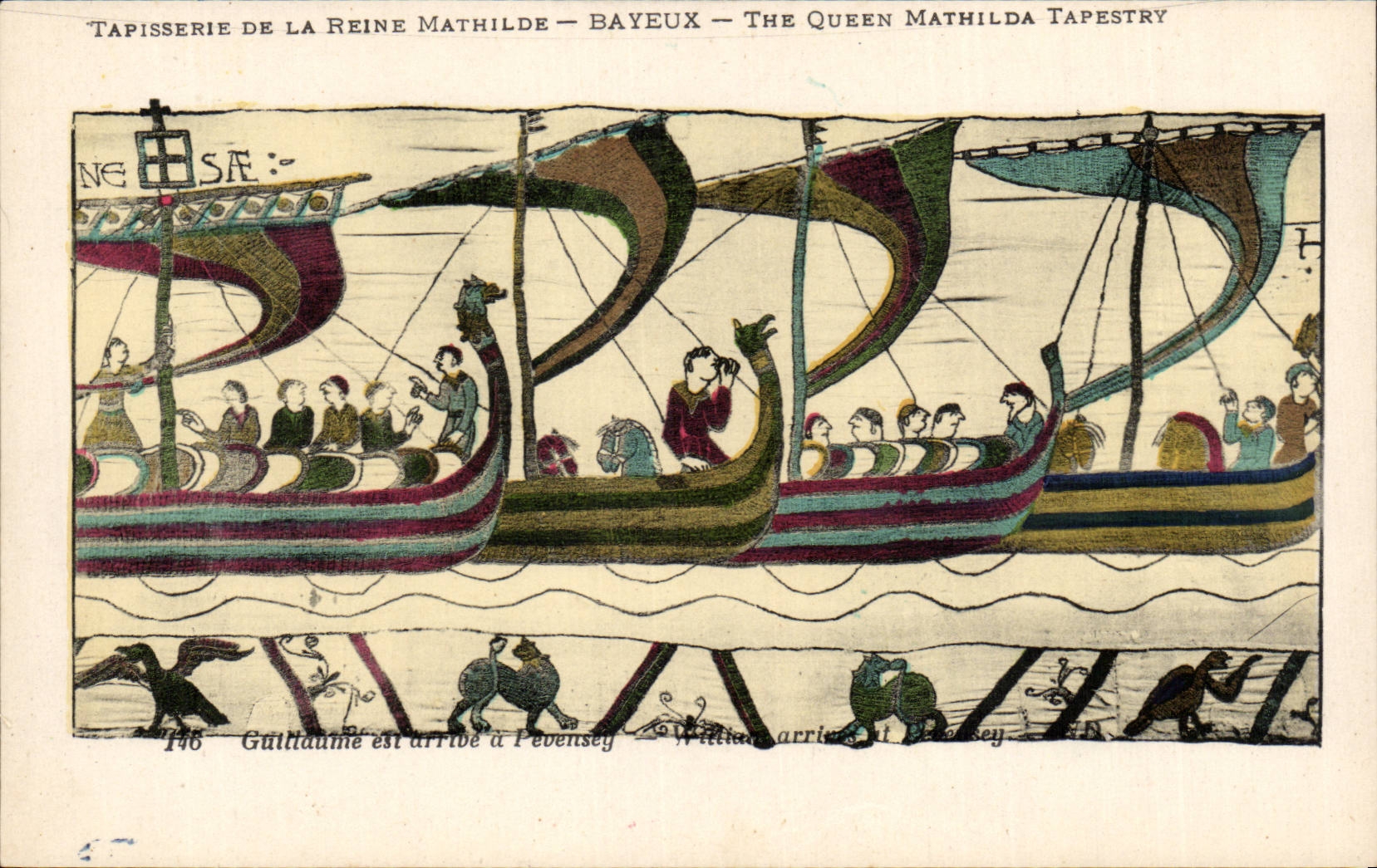 CPA Bayeux Tapisserie of the queen Mathilde Guillaume east arrives has Pevensey