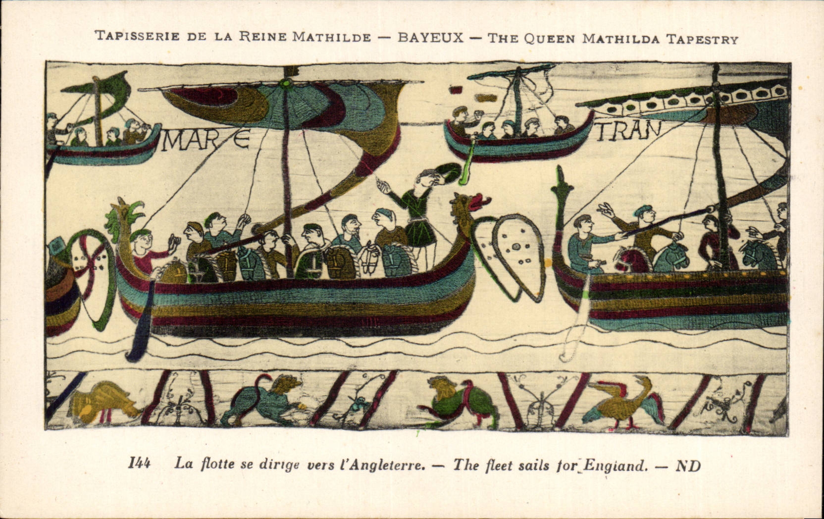 CPA Bayeux Tapisserie de la reine Mathilde La flotte se dirige vers l'Angleterre