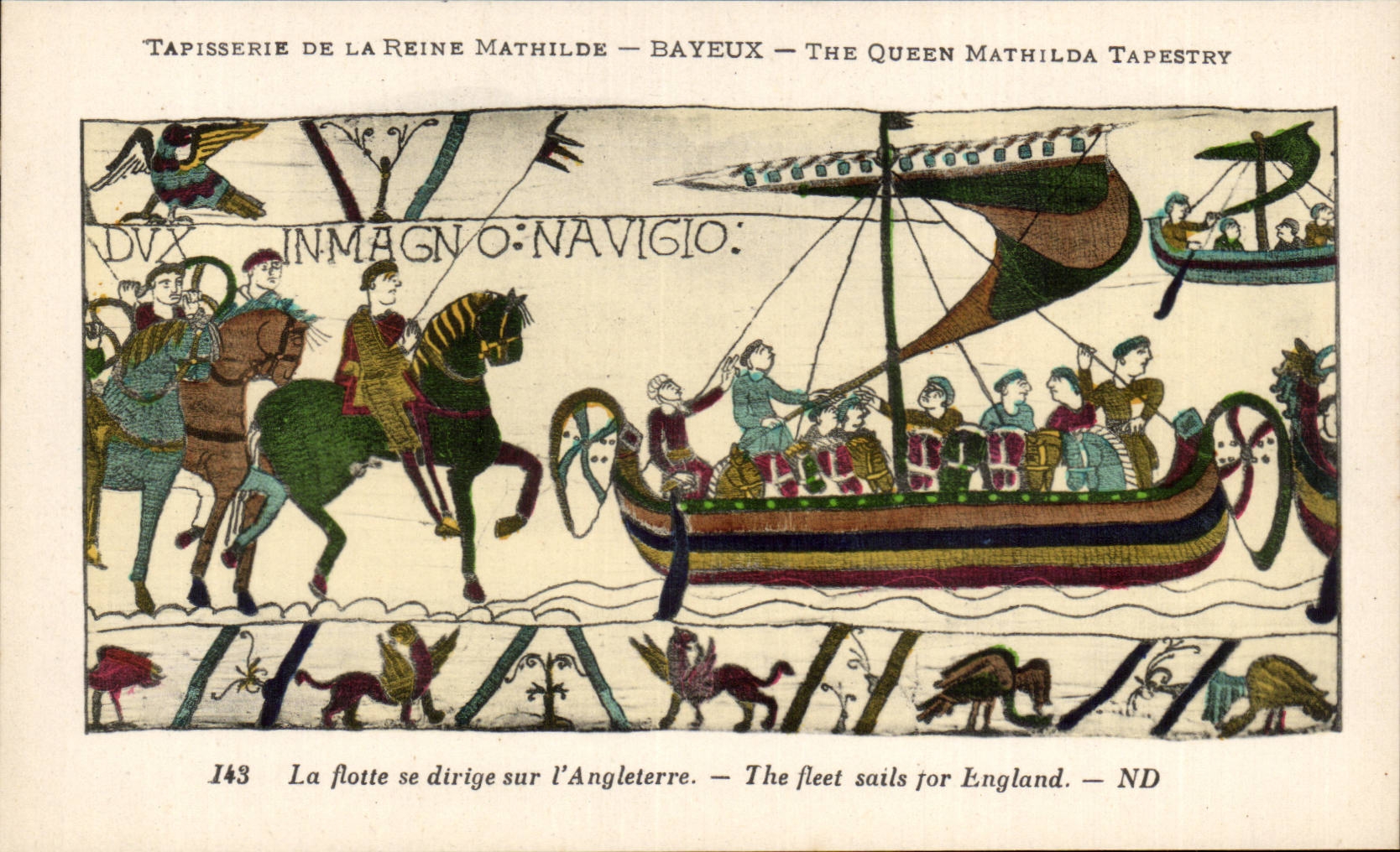 CPA Bayeux Tapisserie of the Mathilde queen the fleet moves towards England