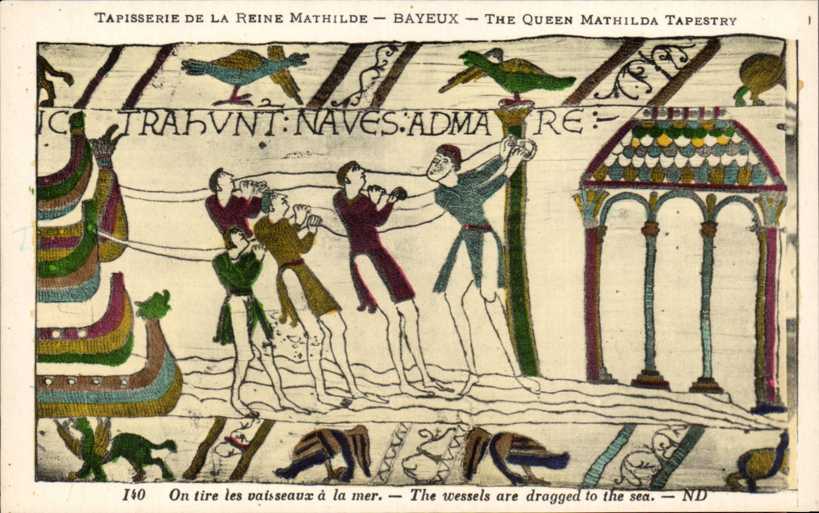 CPA Bayeux Tapisserie of the queen Mathilde One draws the vessels with the sea