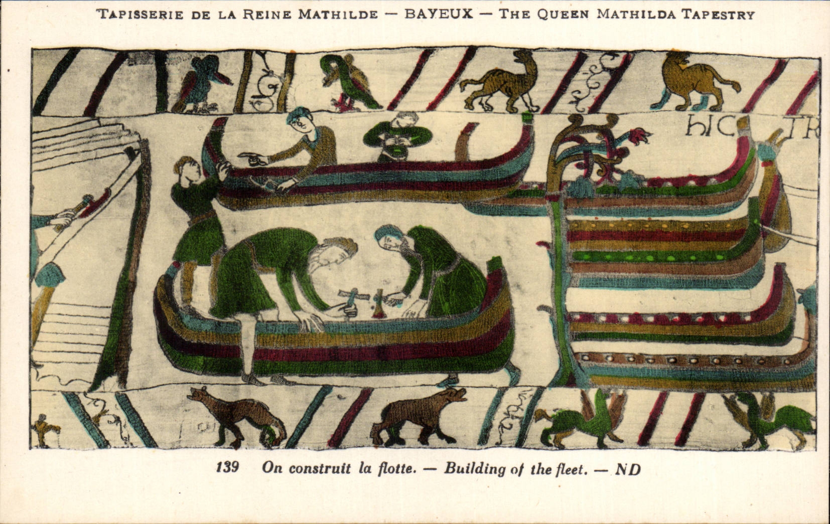 CPA Bayeux Tapisserie of the queen Mathilde One builds the fleet