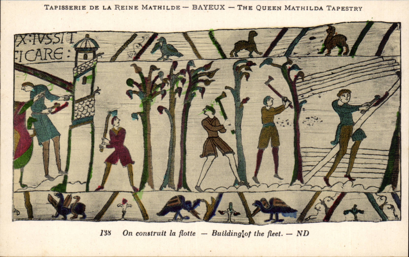 CPA Bayeux Tapisserie of the queen Mathilde One builds the fleet