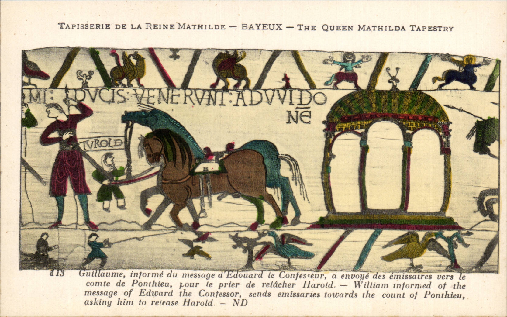 CPA Bayeux Tapisserie of the Guillaume Queen informs of the message of Edouard the confessor