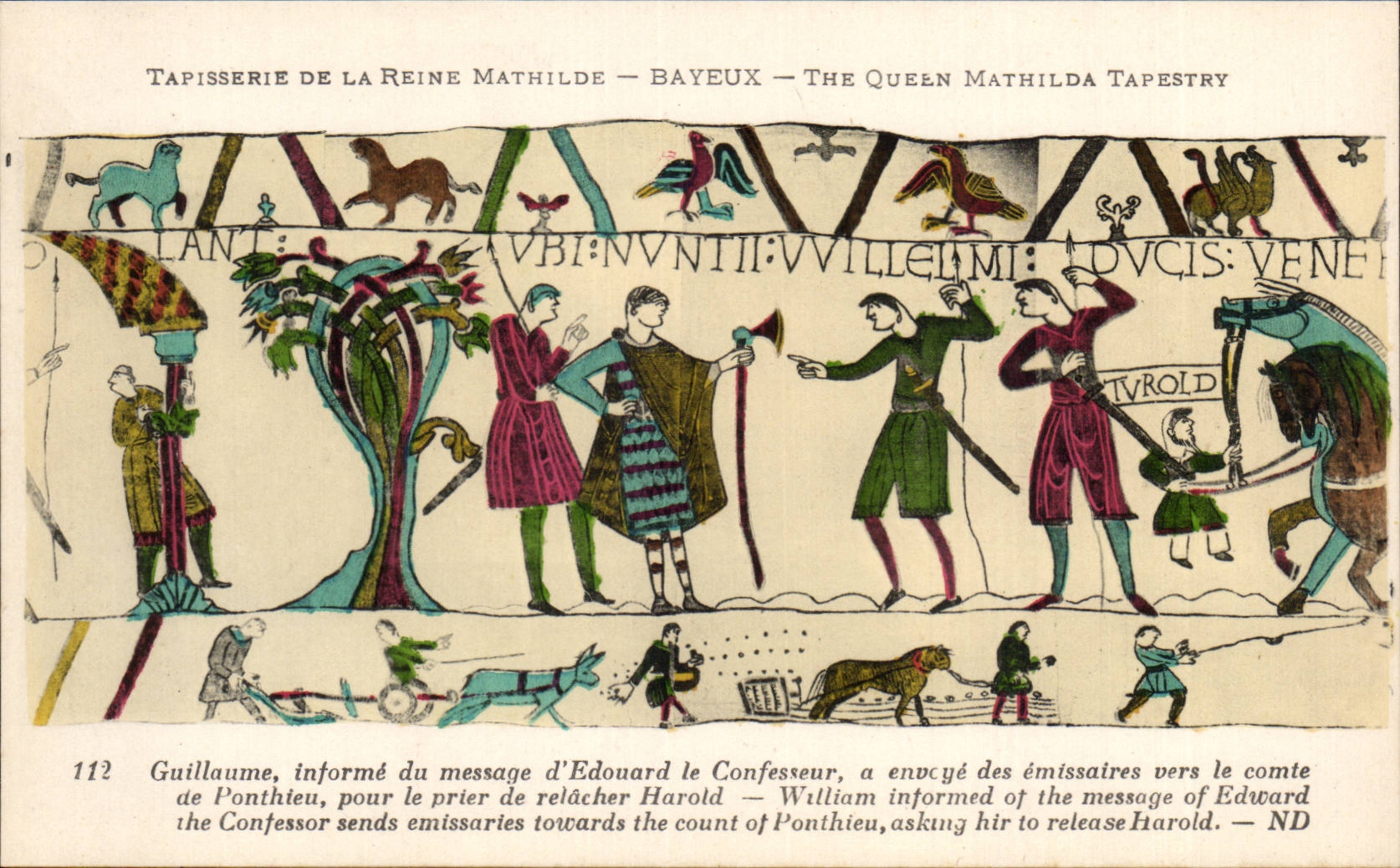CPA Bayeux Tapisserie of the Guillaume Queen informs of the message of Edouard the confessor