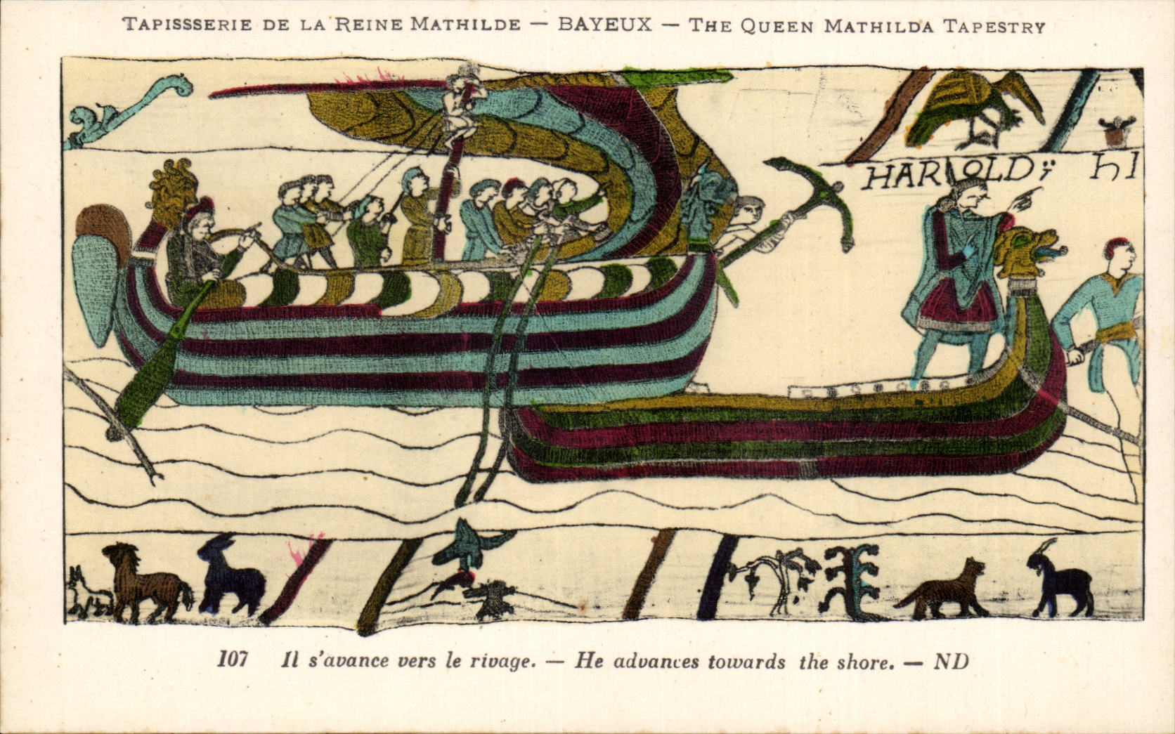 CPA Bayeux Tapisserie of the Queen It advances towards the shore