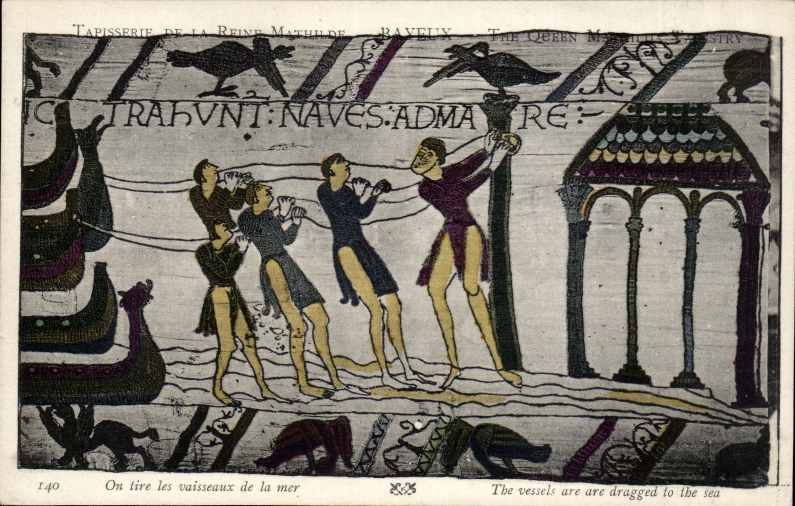 CPA Bayeux Tapisserie of the Queen Mathilde One draws the vessels from the sea