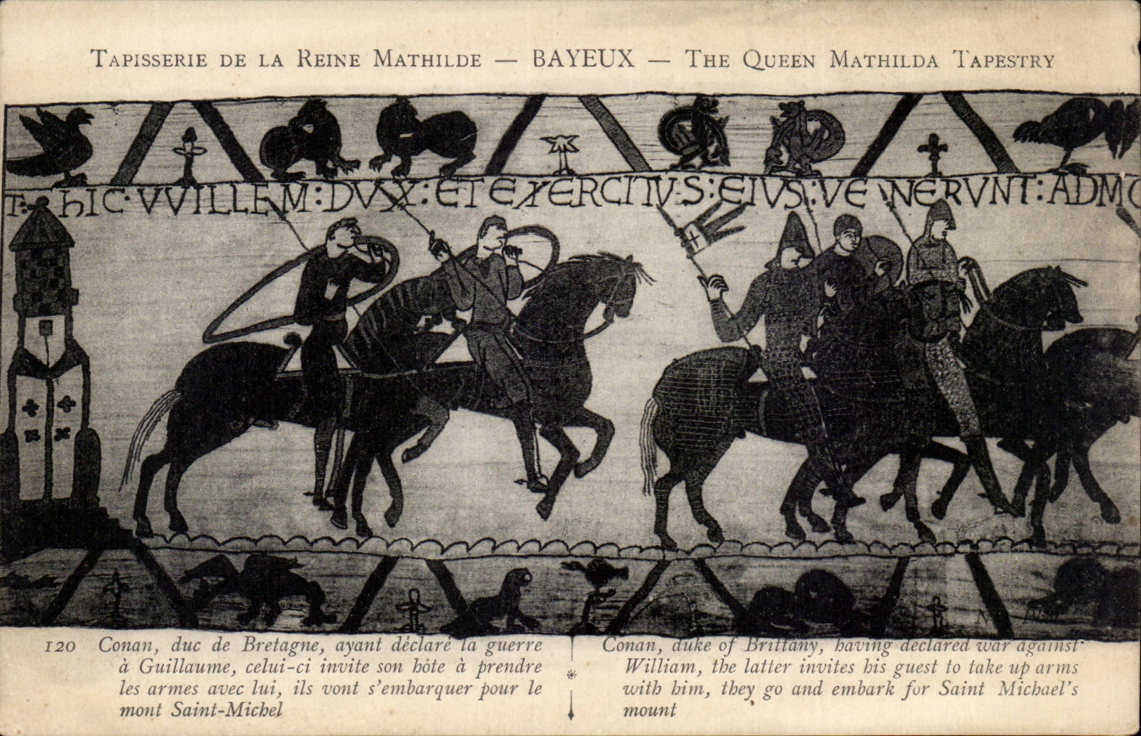 CPA Bayeux Tapisserie de Reine Mathilde Conan duc de Bretagne ayant declare la guerre a Guillaume