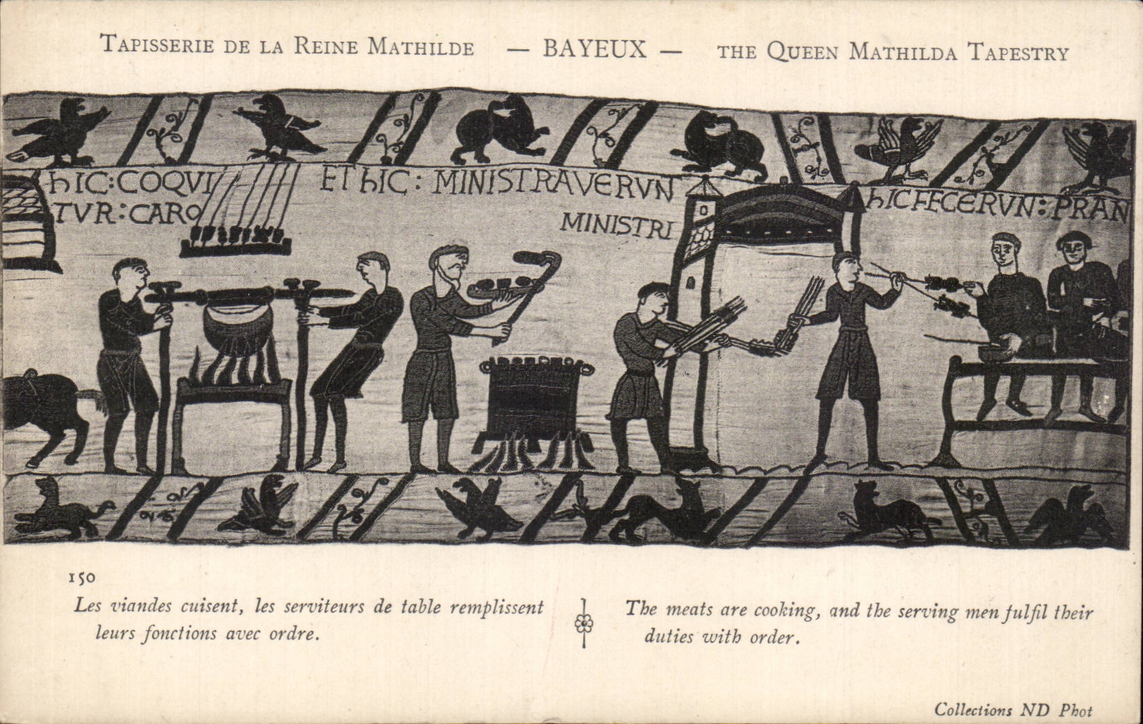 CPA Bayeux Tapisserie de Reine Mathilde Les viandes cuisent les serviteurs de table remplissent leurs fonctions avec ord