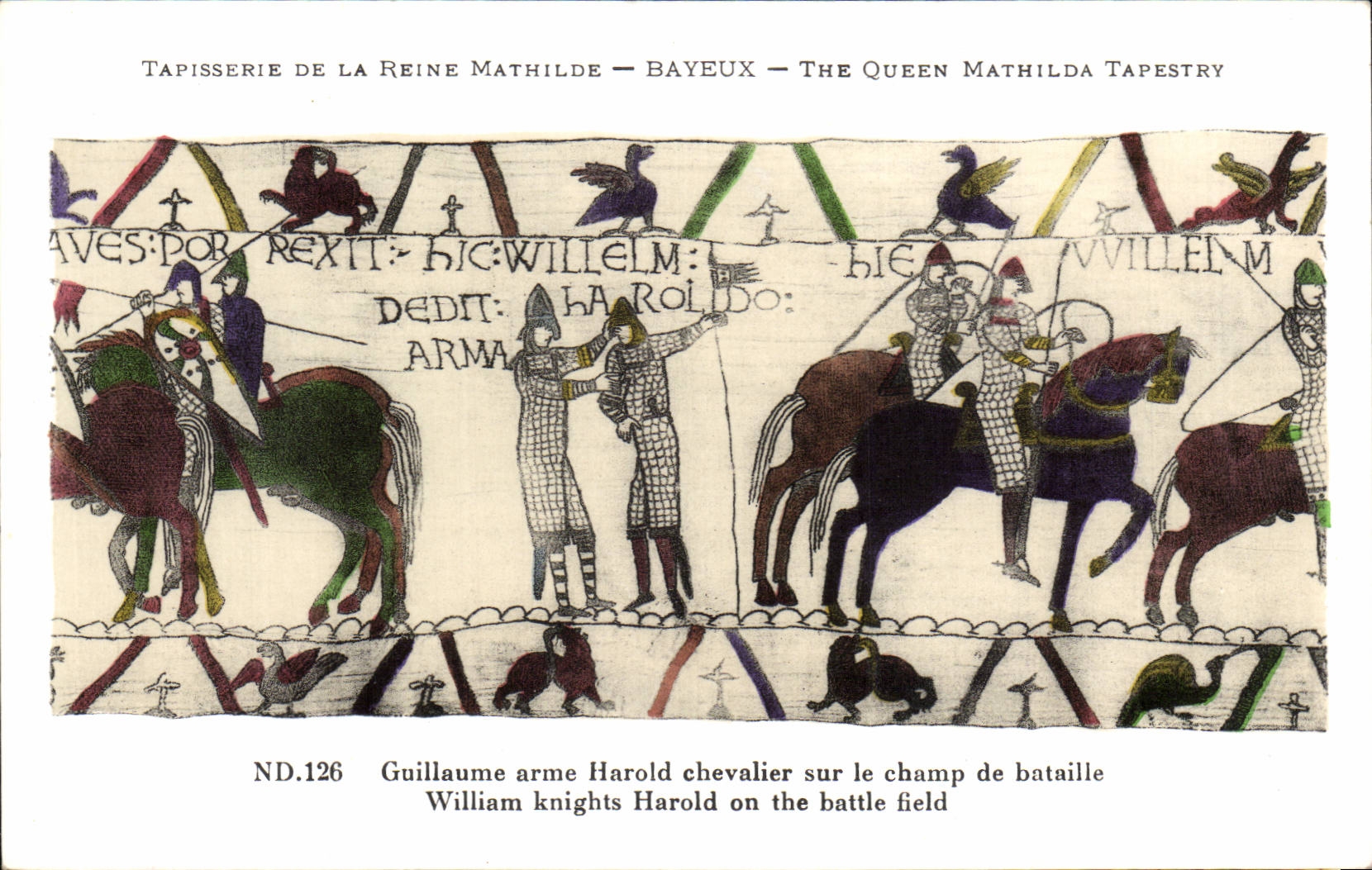 CPA Bayeux Tapisserie de Reine Mathilde Guillaume arme Harold chevalier sur le champ de bataille