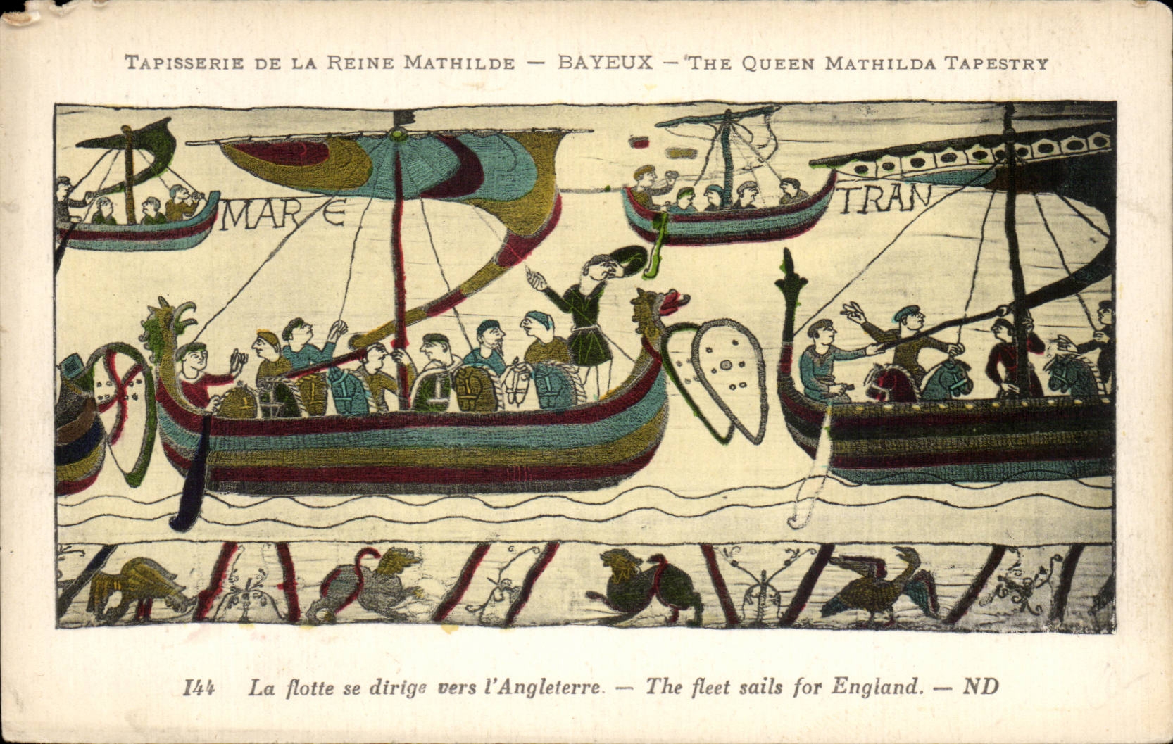 CPA Bayeux Tapisserie de la reine Mathilde La flotte se dirige vers l'angleterre