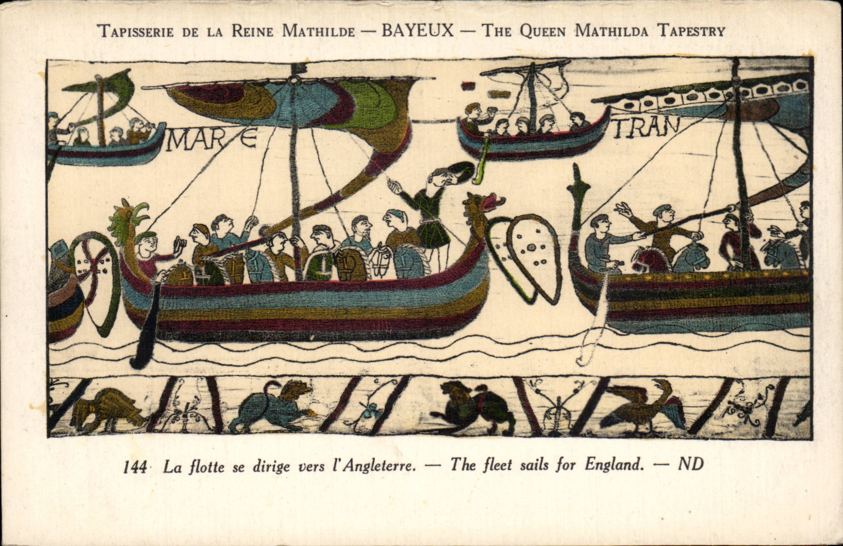 CPA Bayeux Tapisserie de la reine Mathilde La flotte se dirige vers l'angleterre