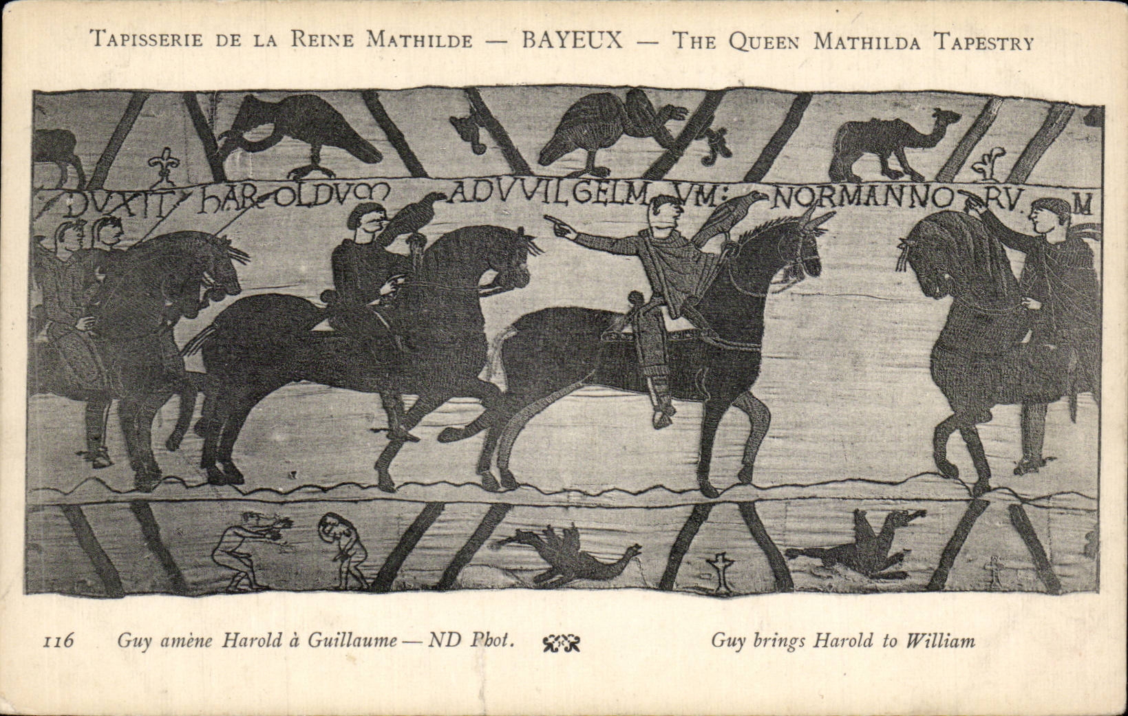 CPA Bayeux Tapisserie de la reine Mathilde Guy amene Harold a Guillaume